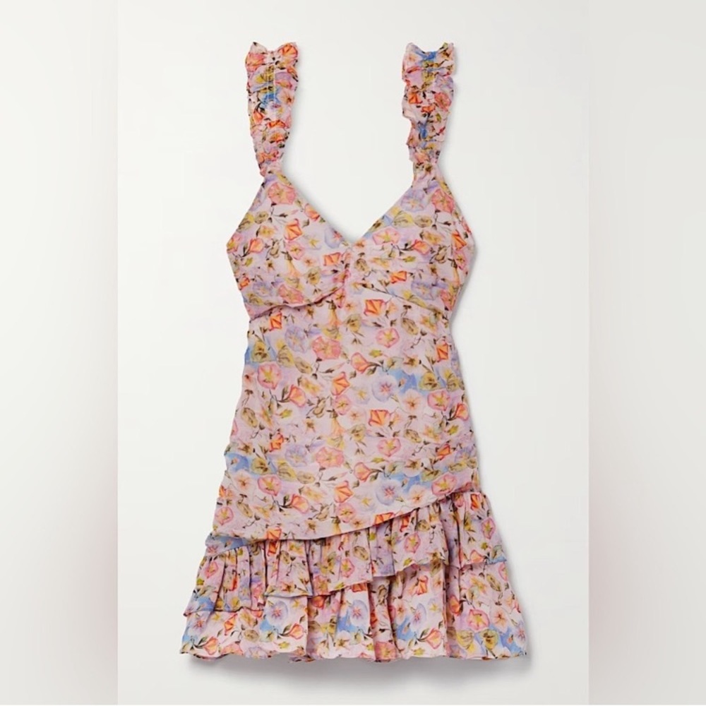 LoveShackFancy Ruffle Floral Mini Crepon Dress - Picture 10 of 14